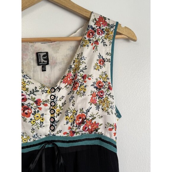 Tricot Chic Patchwork Sleeveless Tiered Midi Babydoll Dress 8 Boho Cottagecore - Picture 3 of 13